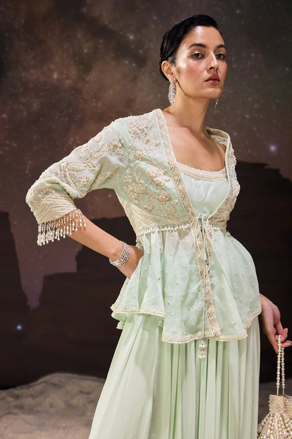 Mint Green Breezy Peplum Sharara Set
