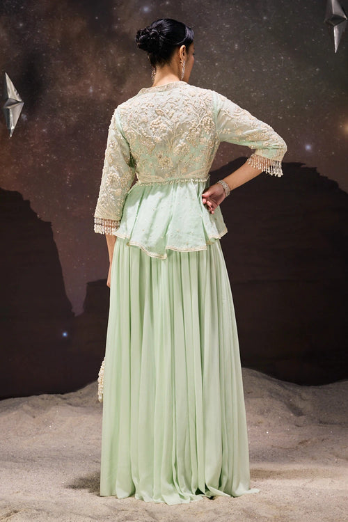 Mint Green Breezy Peplum Sharara Set
