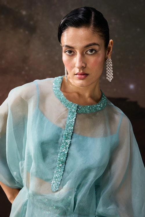 Ethereal Wave Draped Skirt Set