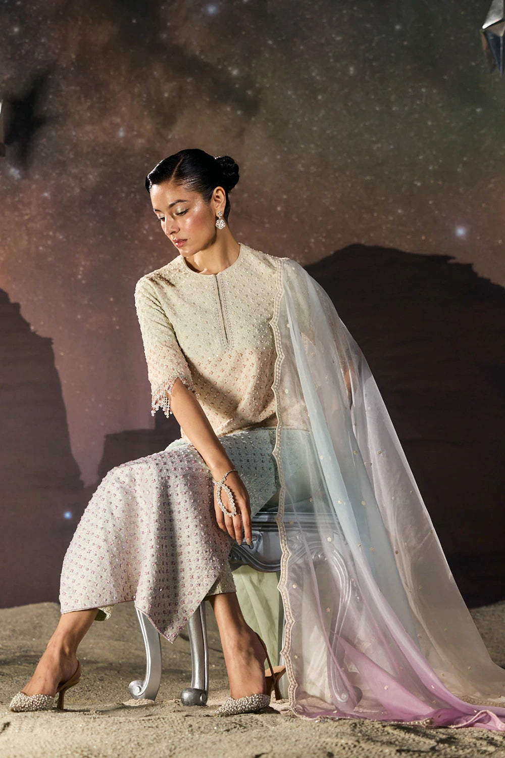 Cosmic Aura Ombre Kurta Set