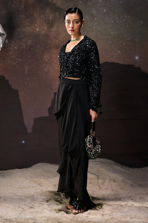 Eclipse Noir Drape Jacket Set
