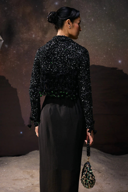 Eclipse Noir Drape Jacket Set