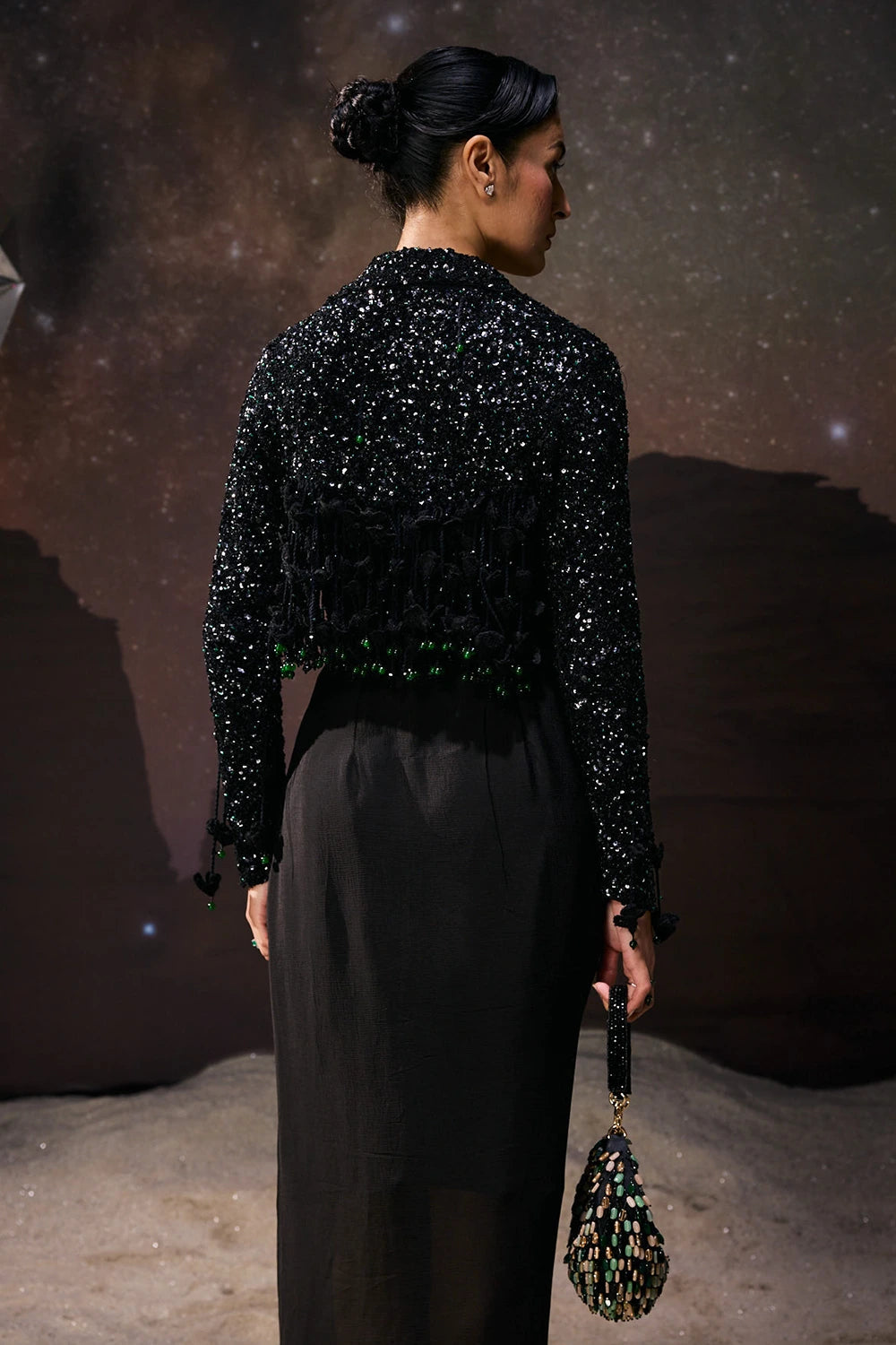 Eclipse Noir Drape Jacket Set