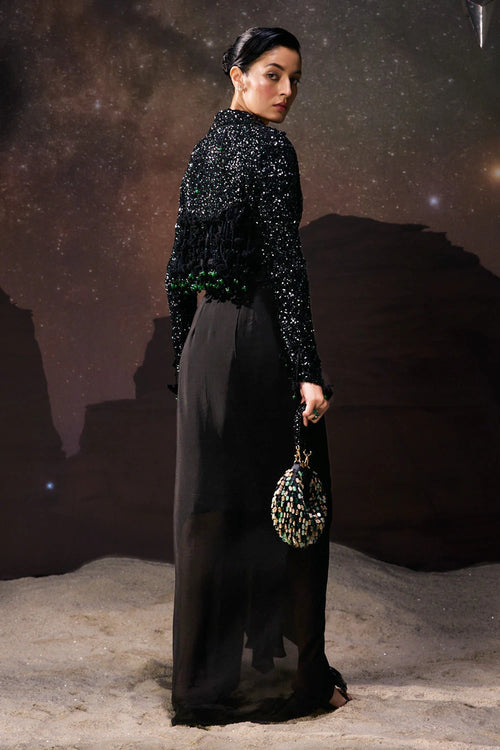 Eclipse Noir Drape Jacket Set