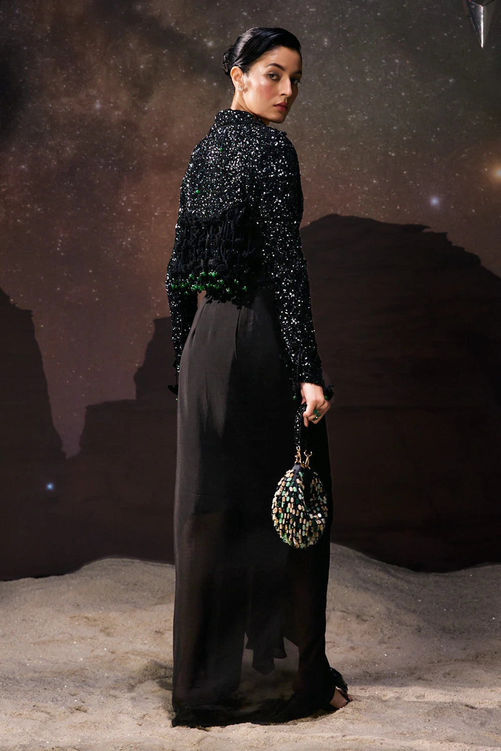Eclipse Noir Drape Jacket Set