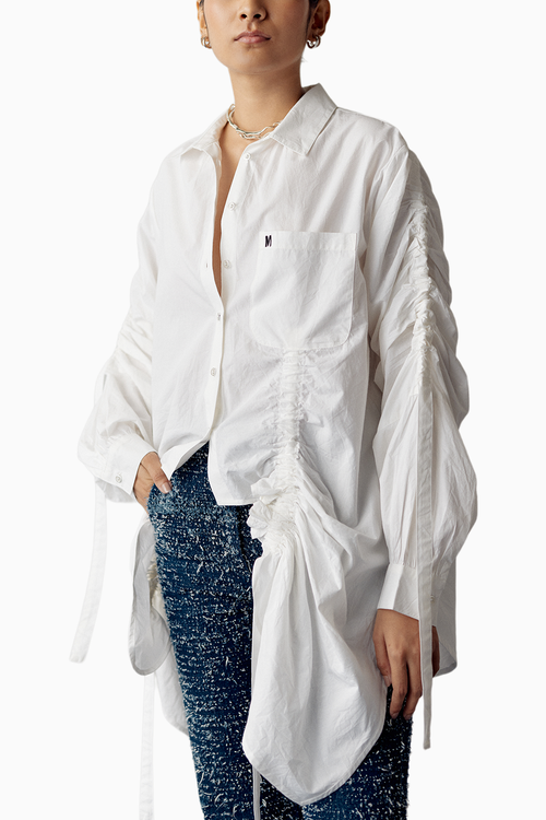 White Gathered Shirt