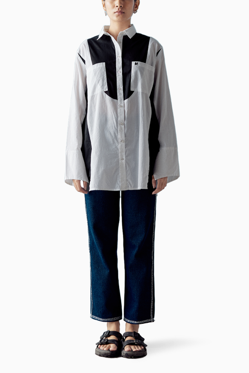 Black White Color Block Shirt