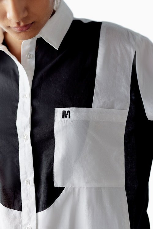 Black White Color Block Shirt