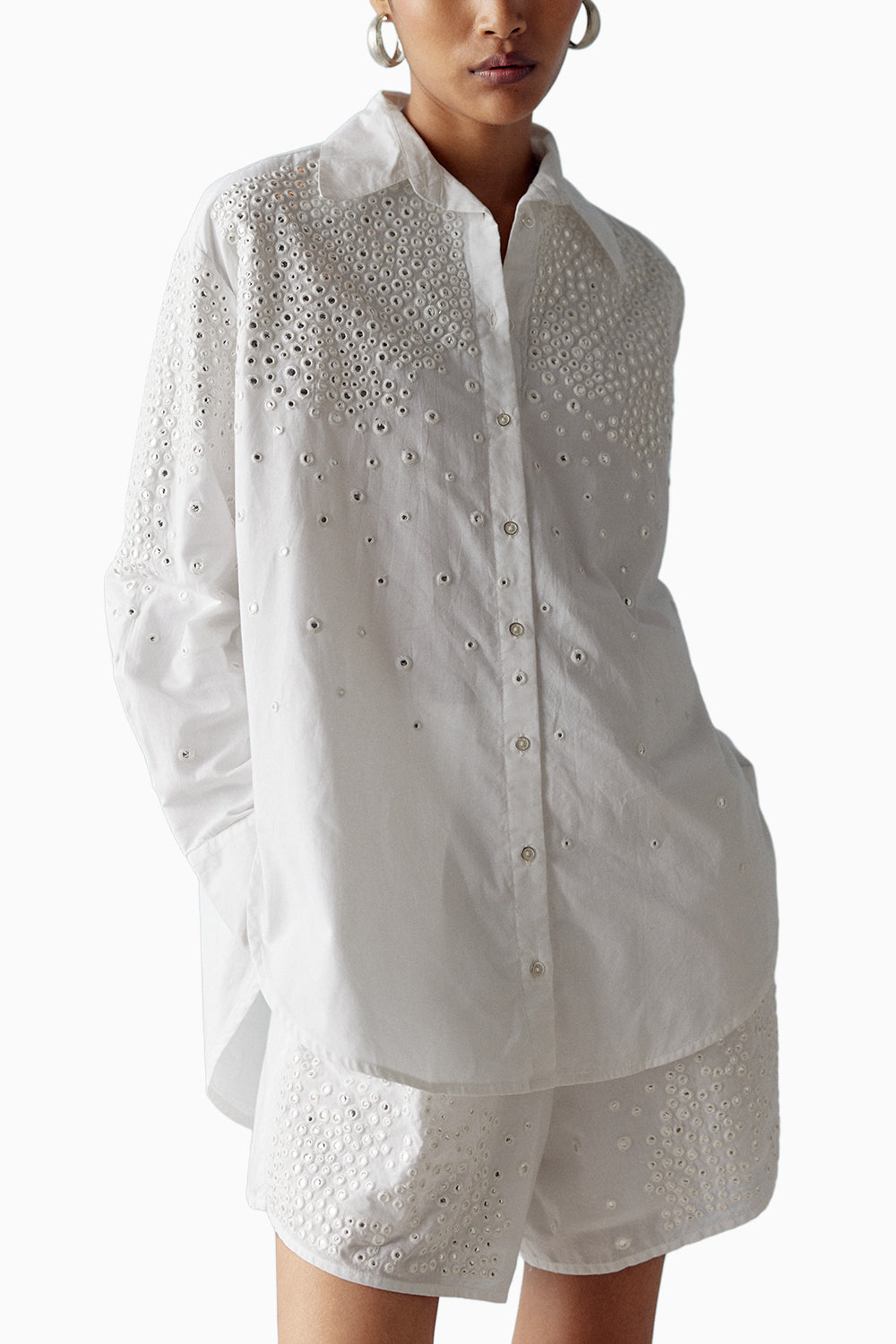 White Mirror Embellished Shirt