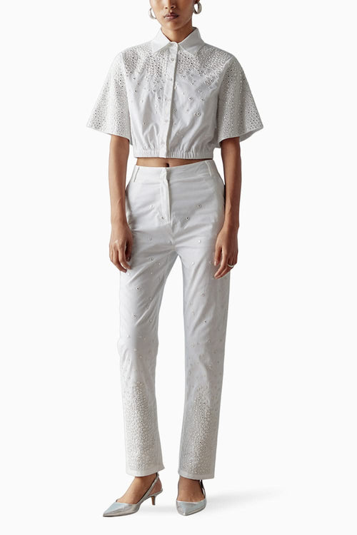 White Mirror Embellished Coord Set