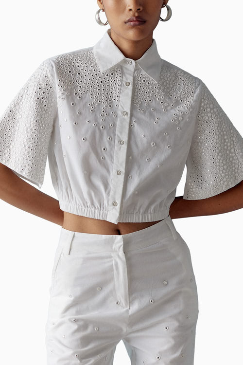 White Mirror Embellished Coord Set