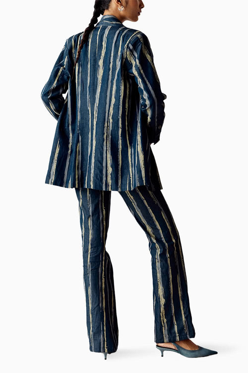 Blue Printed Denim Coord Set