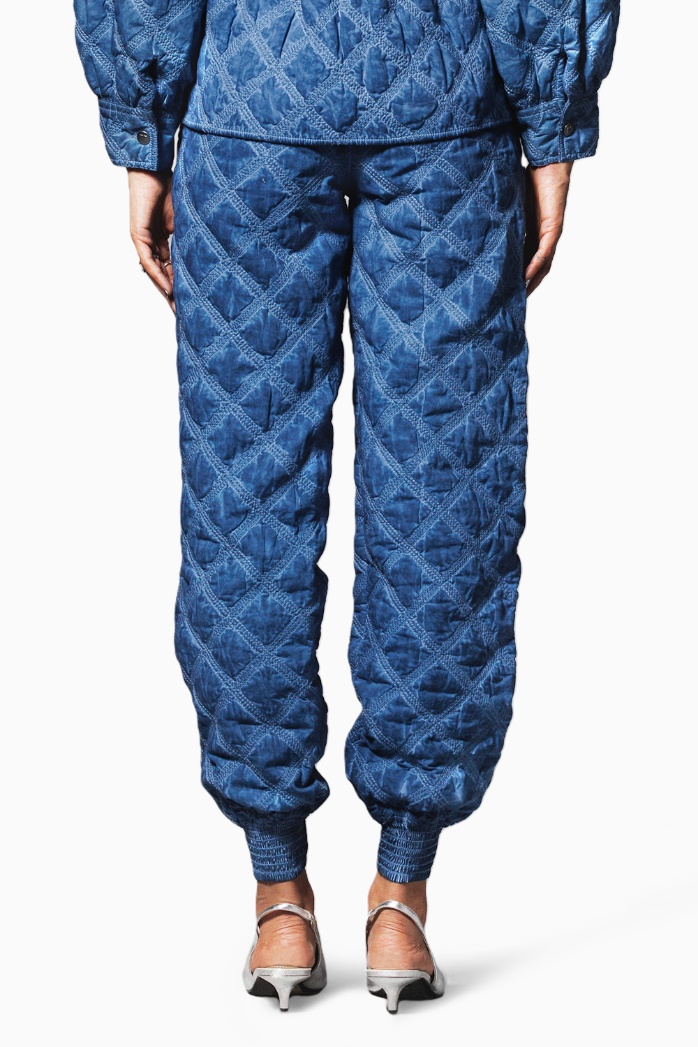 Blue Overdyed Quilted Joggers