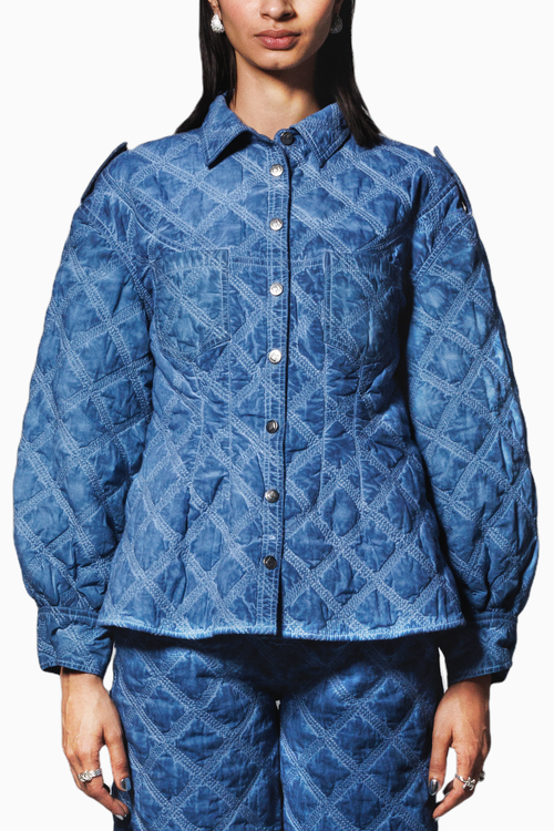 Blue Overdyed Quilted Jacket