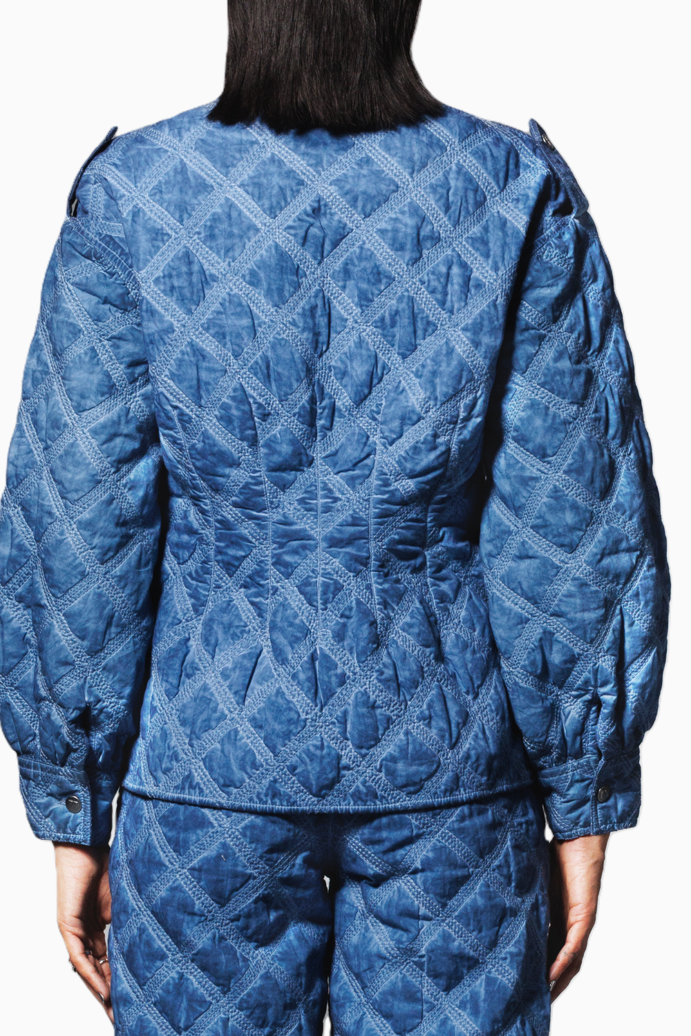 Blue Overdyed Quilted Jacket