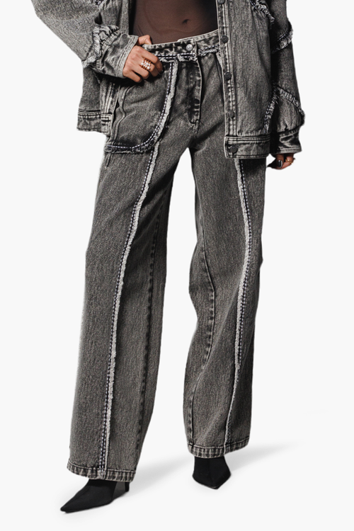 Washed Black Denim Pants