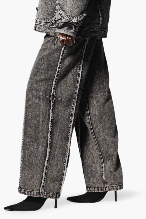 Washed Black Denim Pants