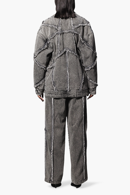 Washed Denim Jacket with Pants Coord Set