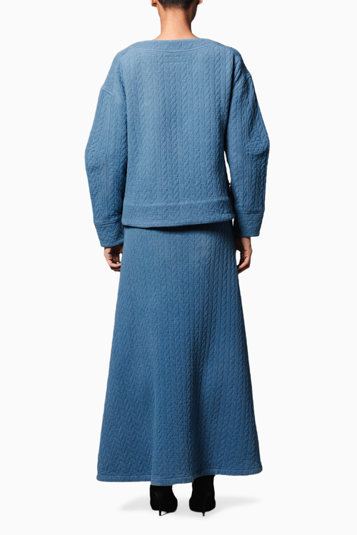 Blue Embellished Jacquard Coord Set