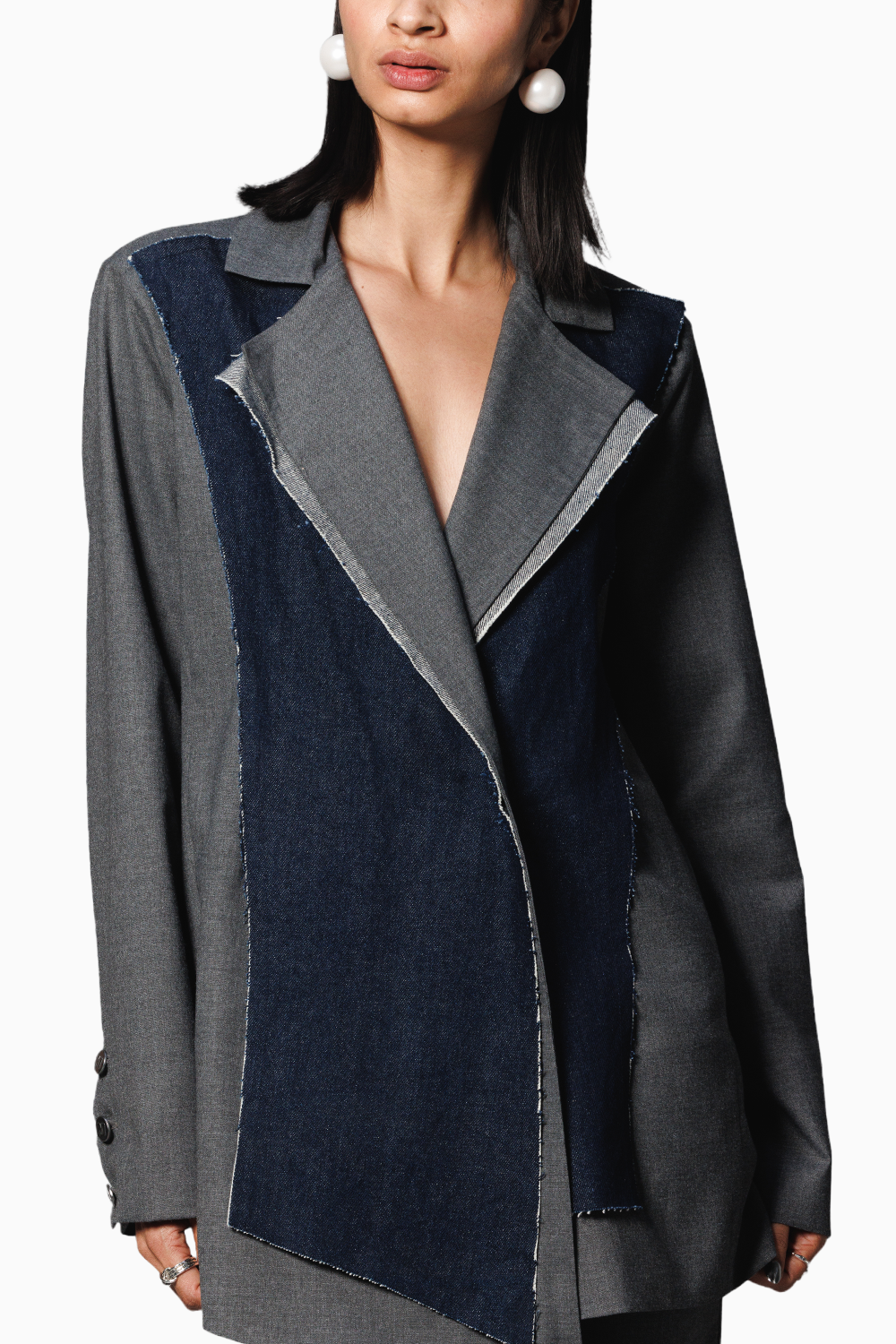 Grey Dual Panelled Blazer and Pants Suit