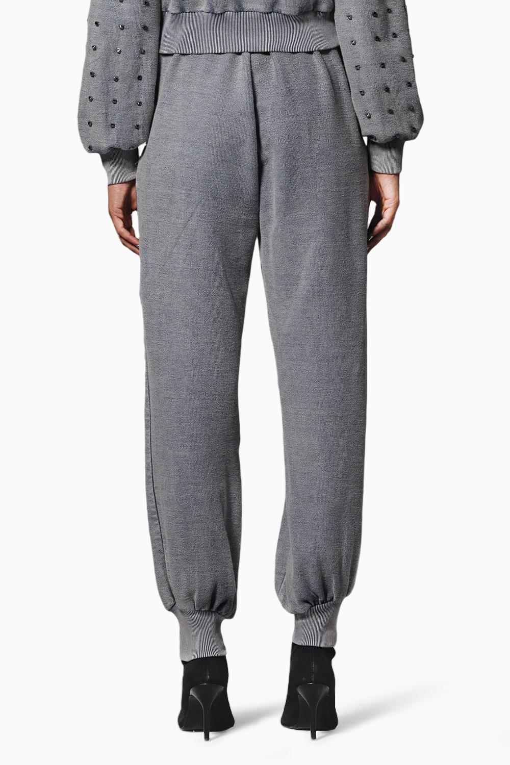 Grey Overdyed Studded Trackpants