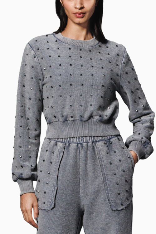 Grey Overdyed Studded Sweatshirt