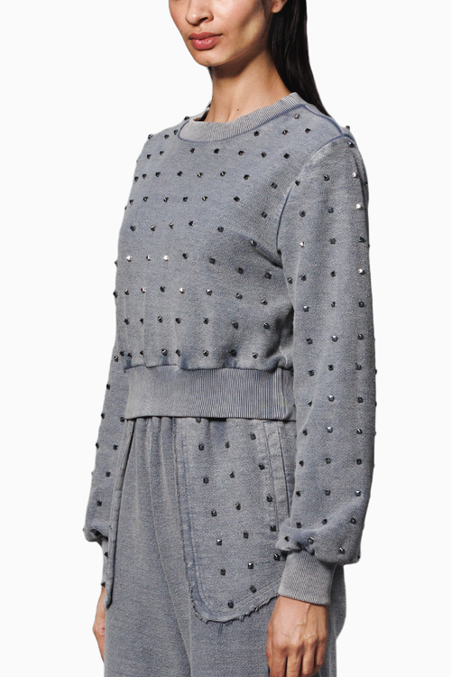 Grey Overdyed Studded Sweatshirt