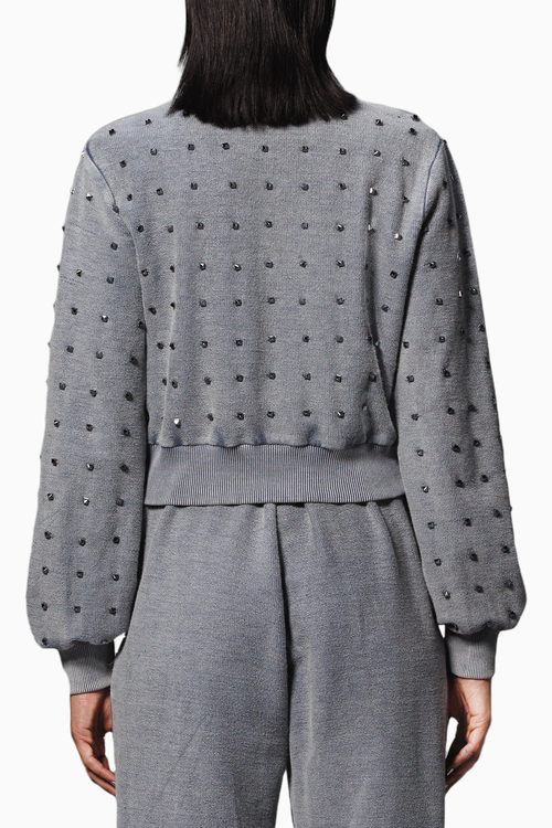 Grey Overdyed Studded Sweatshirt