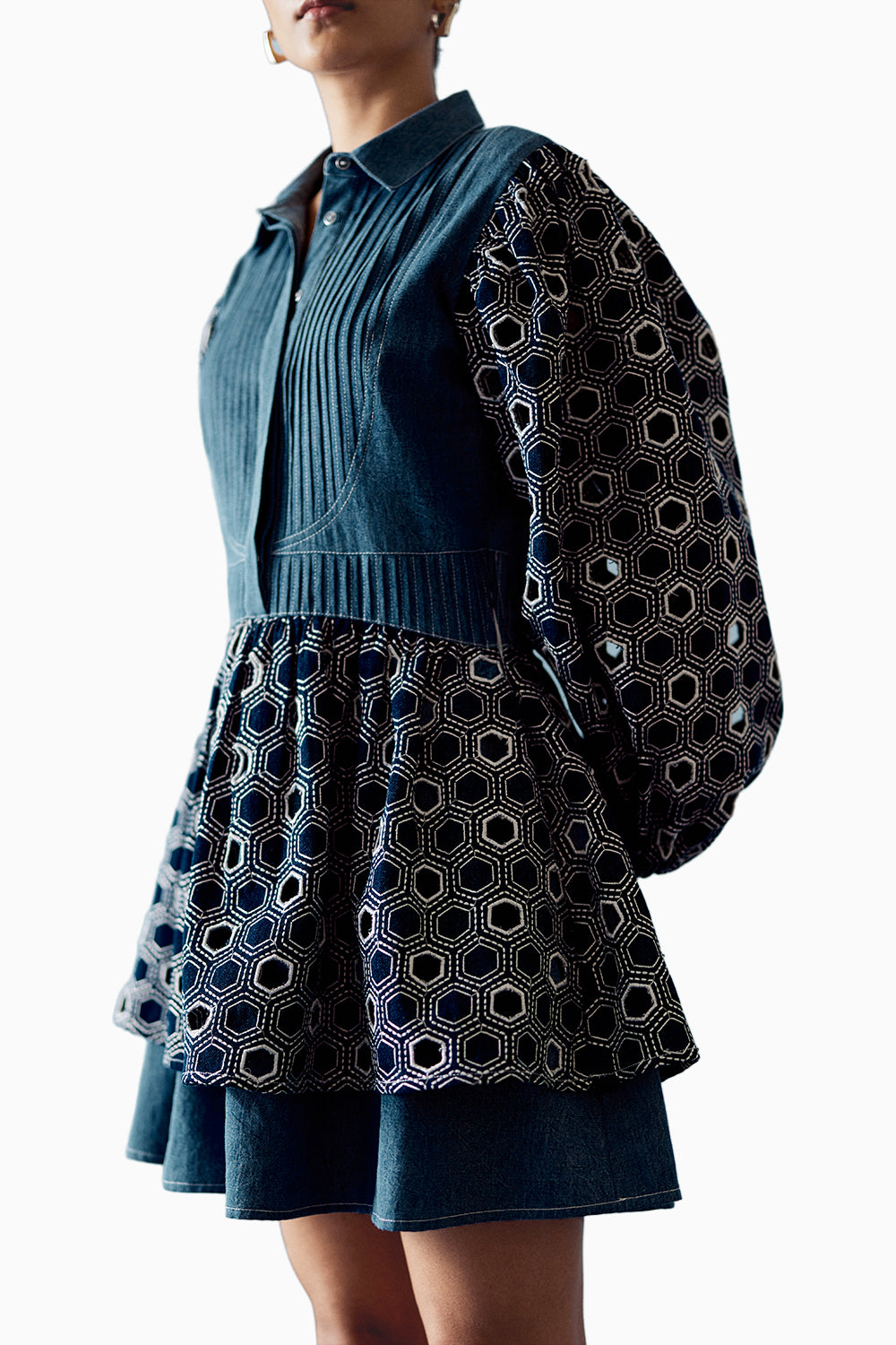 Blue Cutwork Denim Dress