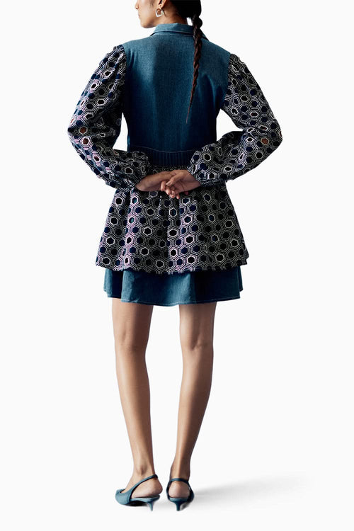 Blue Cutwork Denim Dress