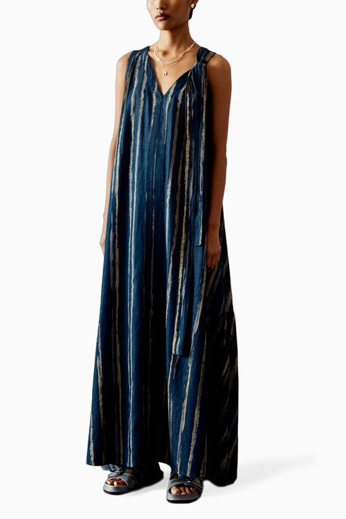 Blue Printed Denim Dress