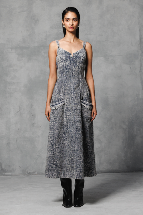 Grey Overdyed Distressed Dress