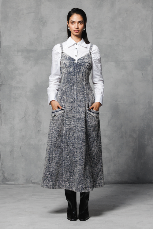 Grey Overdyed Distressed Dress