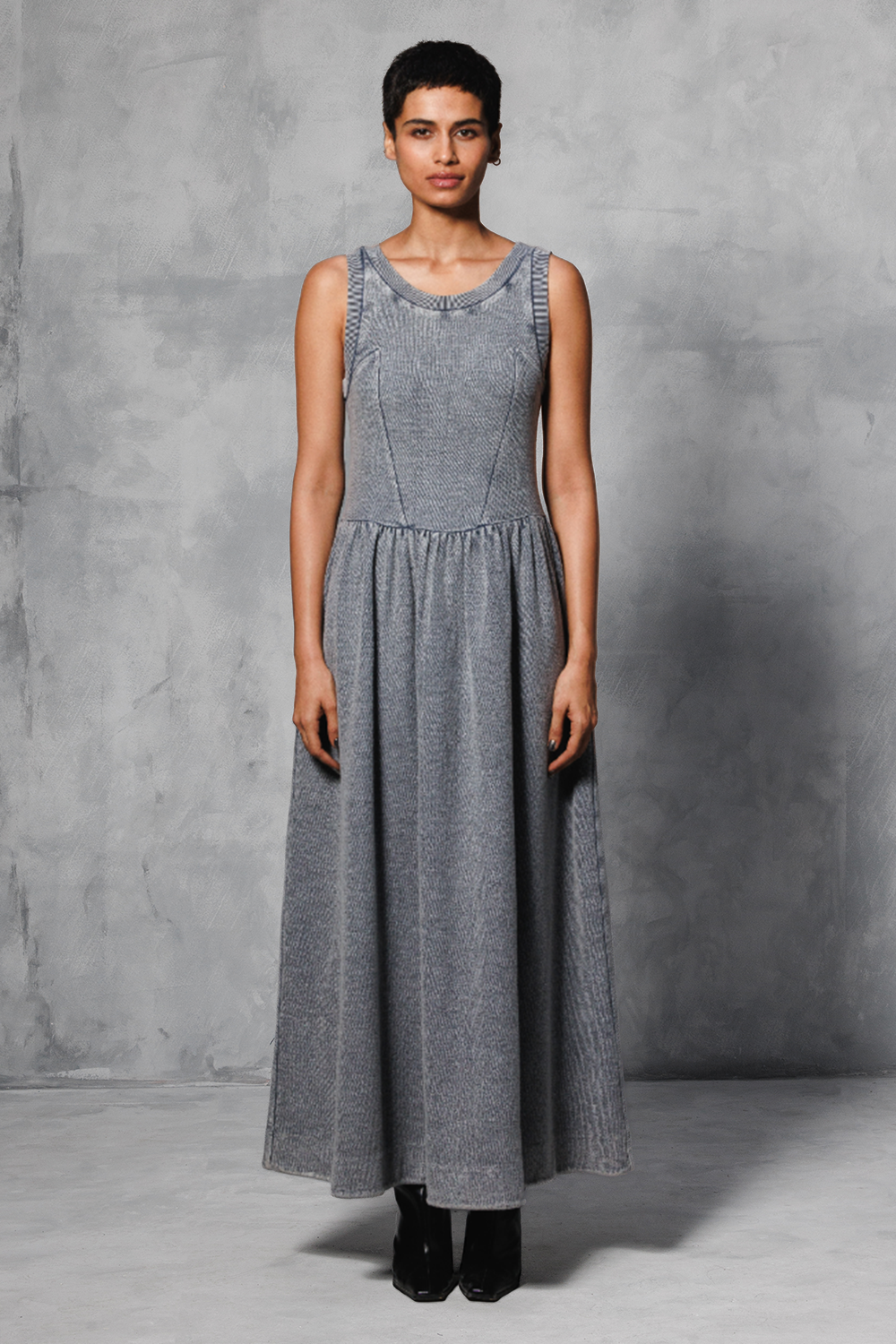 Grey Overdyed Terry Dress