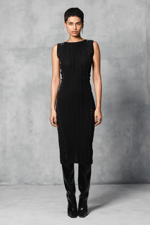 Black Studded Sweater Dress