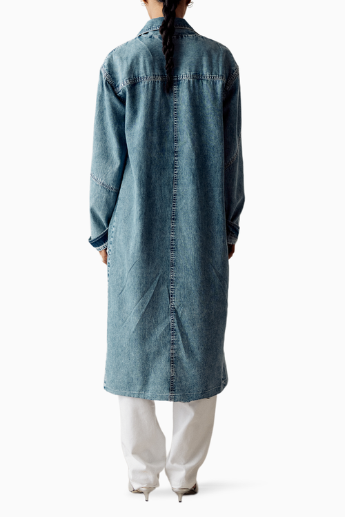 Blue Washed Denim Trench
