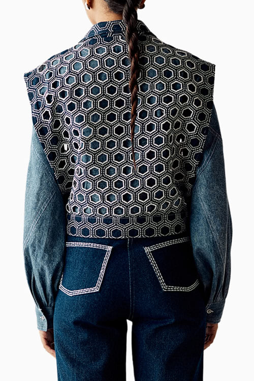 Blue Cutwork Denim Jacket