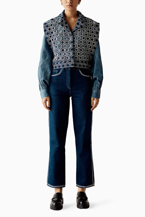 Blue Cutwork Denim Jacket