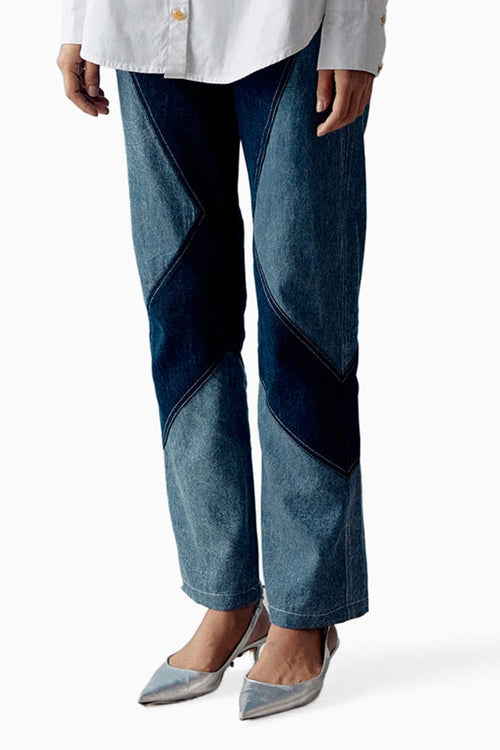 Blue Denim Panelled Jeans