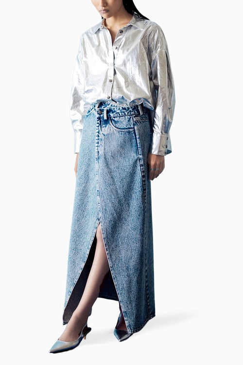 Silver Foil Shirt with Skirt