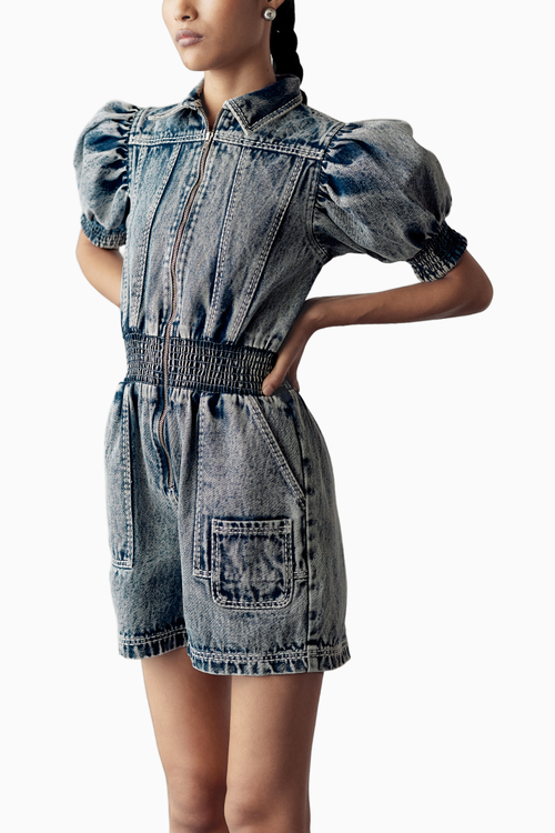 Washed Blue Denim Playsuit
