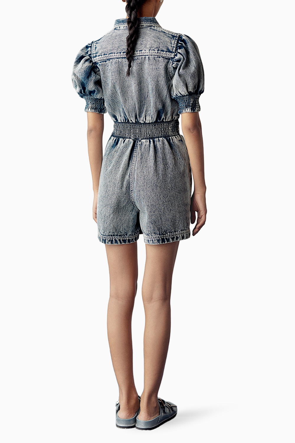 Washed Blue Denim Playsuit