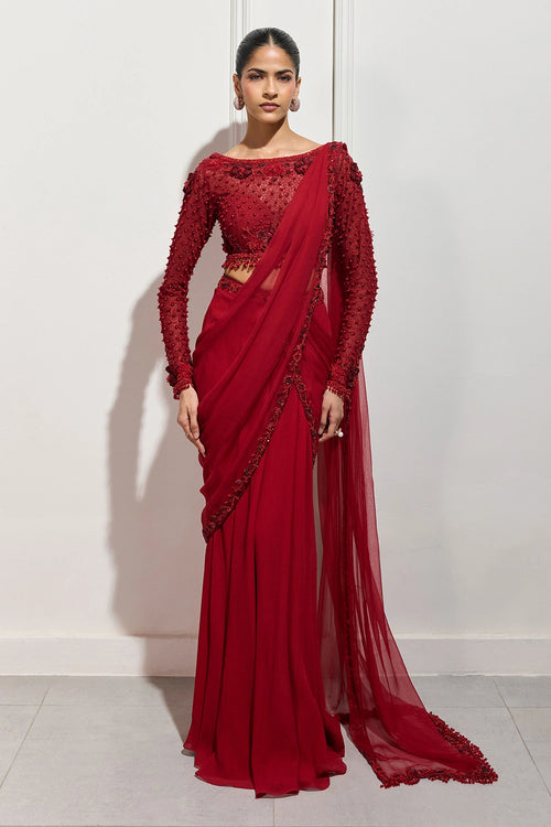 The Shoji Crimson Saree