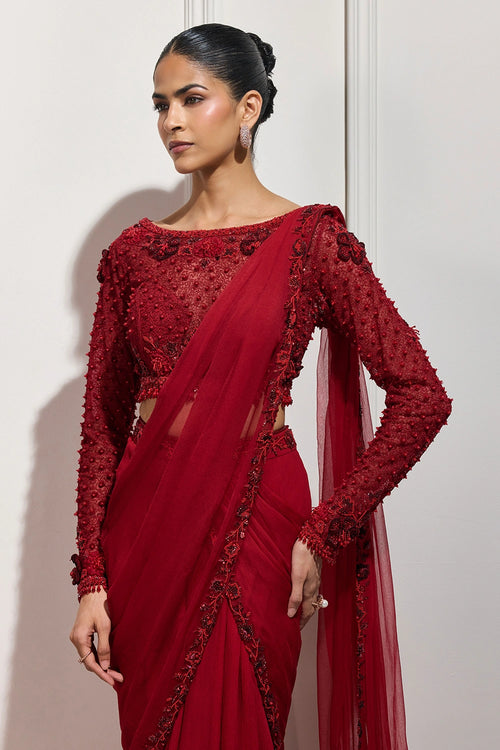 The Shoji Crimson Saree