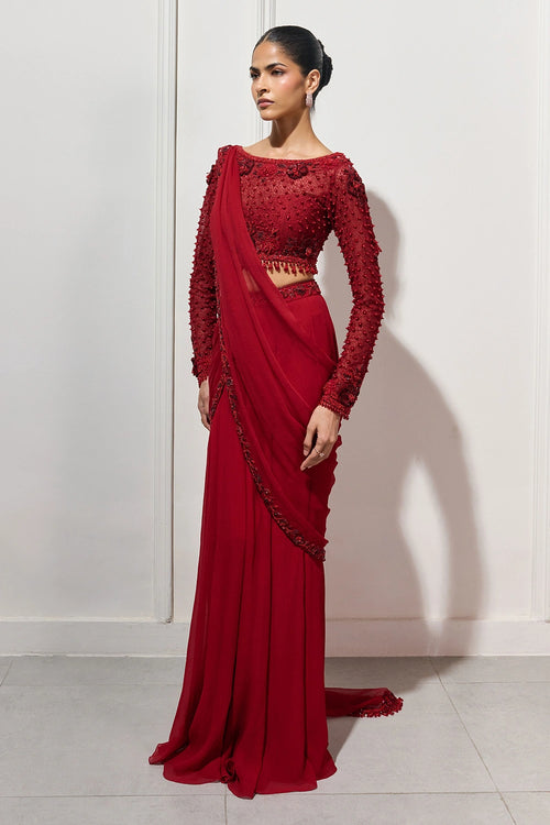 The Shoji Crimson Saree