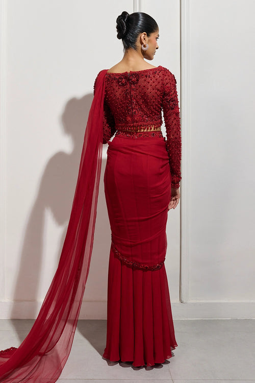 The Shoji Crimson Saree