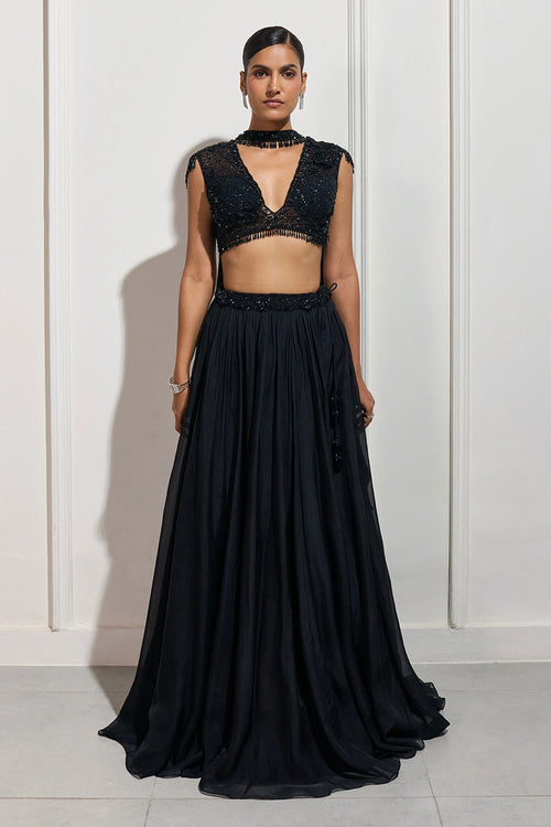 The Yoru Black Lehenga Set