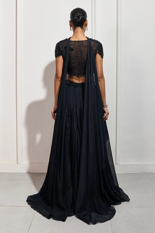 The Yoru Black Lehenga Set