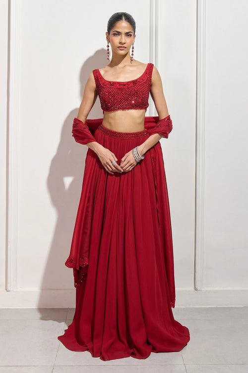 The Akari Red Lehenga Set