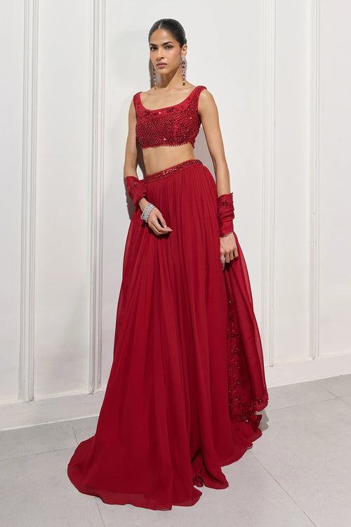 The Akari Red Lehenga Set